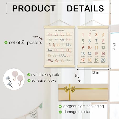Numbers alphabet poster for Nursery Toddlers (2 Count)