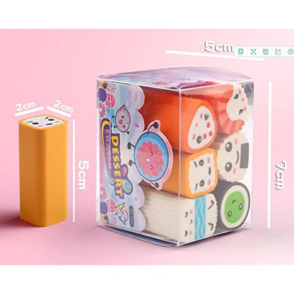 Food Erasers 12 Pack Sushi Desserts Desk Pet Erasers for Kids Cute Fun School Supplies Prize Gifts Party Favors (12 个)