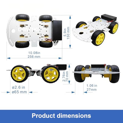 DIY Robot Smart Car Metal Chassis Kit 4WD Car Arduino Programming Kit with TT Motor Speed Encoder Learn Arduino