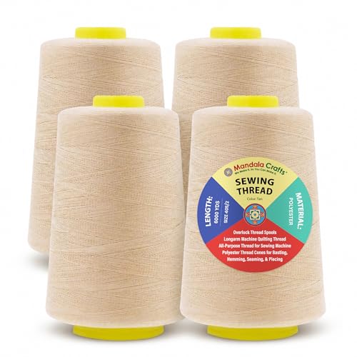 40S 2 Tan Polyester 4 Pack of Serger Threads Cones (72000 Foot)