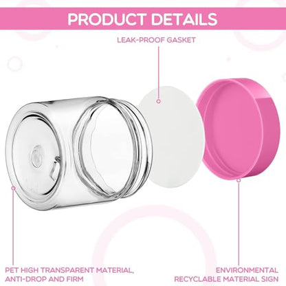12 Pack 2 oz Plastic Container Jars with Lids Round Clear Travel Cosmetic Container Slime Jars for Toiletries (12 Count)