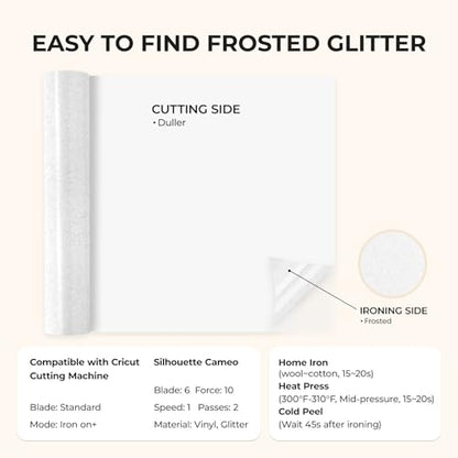 Silver White Glitter HTV Roll (8 Foot)