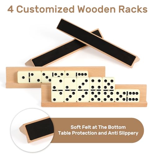 Dominoes Set Adults with 4 Wooden Racks