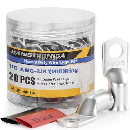 20PCS Battery Cable Lug & Heat Shrink Kit 1 (20 Count)