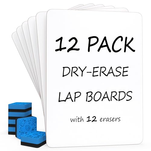 12 Pack Small Dry Erase Boards 9x12 with 12 Erasers for Students (12 Count)