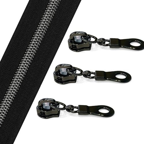The Yards 10 Yards Bulk Black Nylon Coil Zipper with Gunmetal Teeth