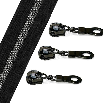 The Yards 10 Yards Bulk Black Nylon Coil Zipper with Gunmetal Teeth