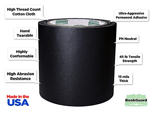 4 Inch Black Book Repair Cloth Tape 15 Yard Roll
