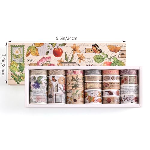 20 Rolls Vintage Washi Tape Set (131.2 Foot)