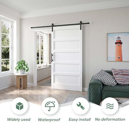 42x84 inch White Barn Door with 7FT Sliding Door Hardware Kit Included & Handle