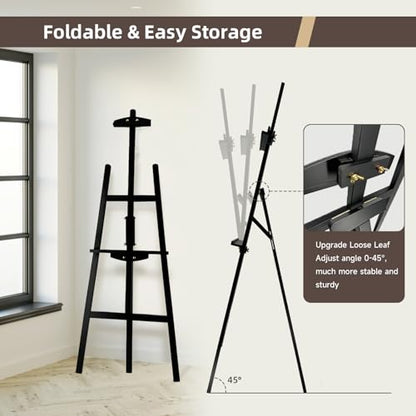 Adjustable Black Pine Wooden Painting Easel