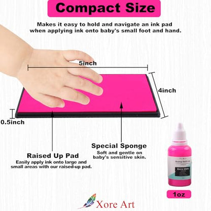 5"x4'' Large Ink Pad Washable Stamp Ink Pad for Baby Footprint Handprint with 30ml Premium Refill Ink