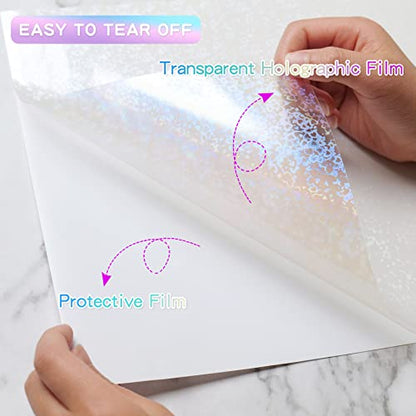 36 Sheets Holographic Laminate Sheets Clear Self Adhesive Sticker Paper