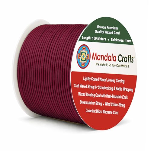 1mm Maroon Waxed Cord (327 Foot )