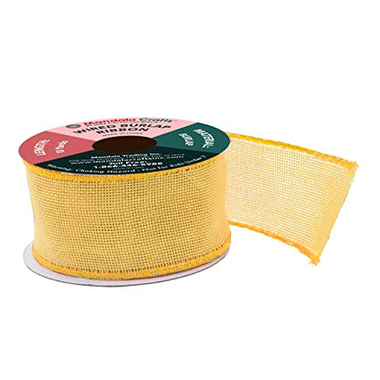 2 Inch Wide Yellow Wired Burlap Ribbon