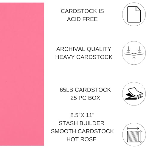 PA Paper Accents Stash Builder Cardstock 8.5" x 11" Hot Rose