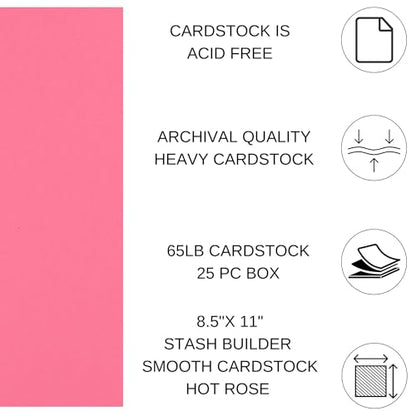 PA Paper Accents Stash Builder Cardstock 8.5" x 11" Hot Rose