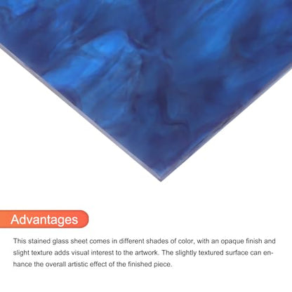 2 Pcs Stained Glass Sheet Mosaic Tile 7.9 Inch x 5.9 Inch Dark Blue Stained Glass Sheets for Crafts DIY Art Project