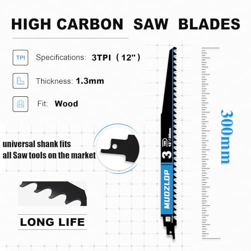 2Pack 12inch 3TPI High Reciprocating Saw Blades (2 Count)