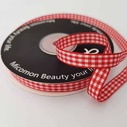 Red and White Gingham Ribbon 25 Yards Each Roll 100% Polyester (75 Foot)
