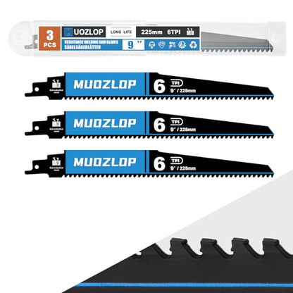 3Pack 9inch 6TPI High Reciprocating Saw Blades