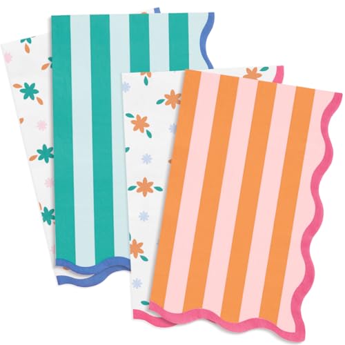 24pc Italian Summer Floral Stripe Napkins