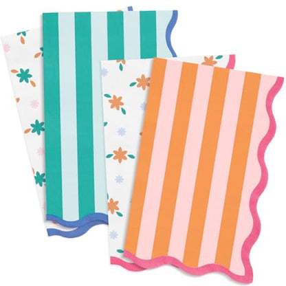 24pc Italian Summer Floral Stripe Napkins
