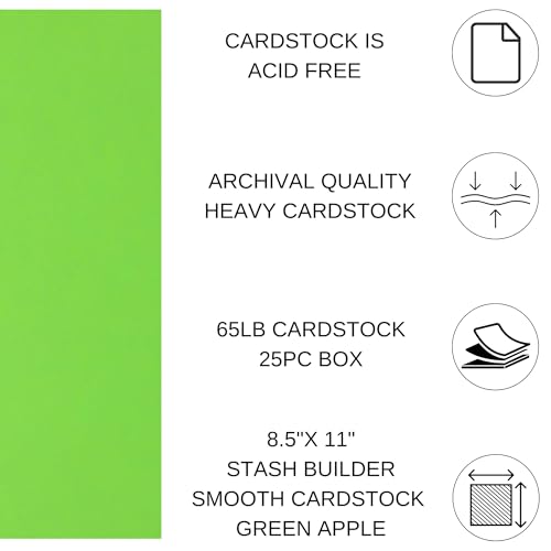 PA Paper Accents Stash Builder Cardstock 8.5" x 11" Green Apple