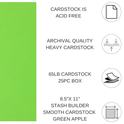 PA Paper Accents Stash Builder Cardstock 8.5" x 11" Green Apple