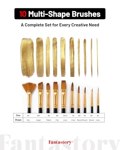36ml 36 Colors Acrylic Paint Set with 10 Brushes (43.823 Fl Oz)