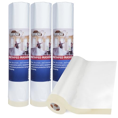 Pre Taped Masking Film Extra Thick Plastic Cover 102" x 90' (4 Count)