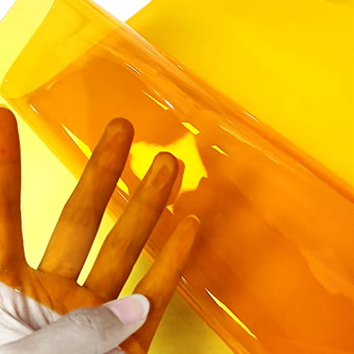 HYANG Dark Yellow Transparent PVC Super Clear Holographic Vinyl Faux Leather Sheets 1 Roll 12" x 47"