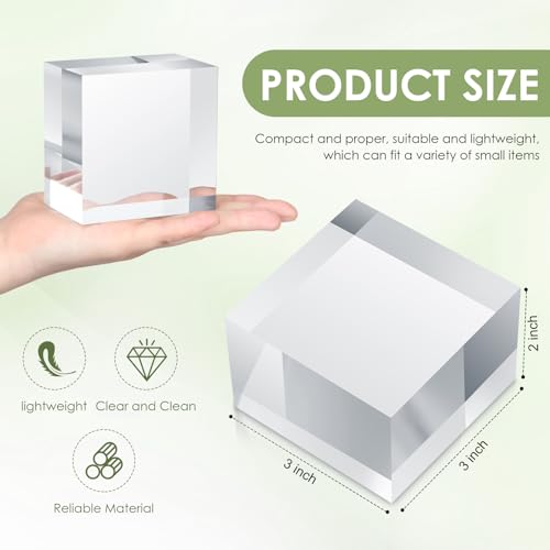 4 Pcs Acrylic Display Block Clear Cube 3 x 3 x 2 Inch