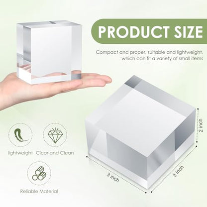 4 Pcs Acrylic Display Block Clear Cube 3 x 3 x 2 Inch