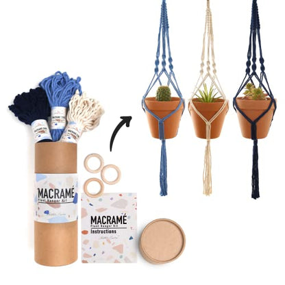 Macrame Kit Makes 3 DIY Plant Hangers for Teens & Adult Beginners (3 Count)