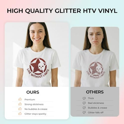 Glitter HTV 12" x 10ft Maroon Glitter HTV Heat Transfer Vinyl