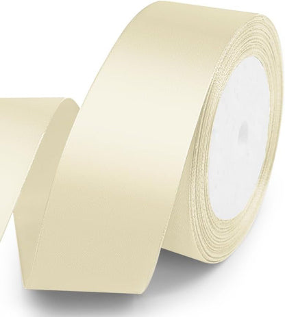 KMER LIFE Solid Color Ivory Satin Ribbon 1-1/2 Inches x 25 Yards, Beige Ribbons Perfect for Crafts, Wedding Decor, Bow Making, Sewing, Gift Package Wrapping and More - Crafty Corner