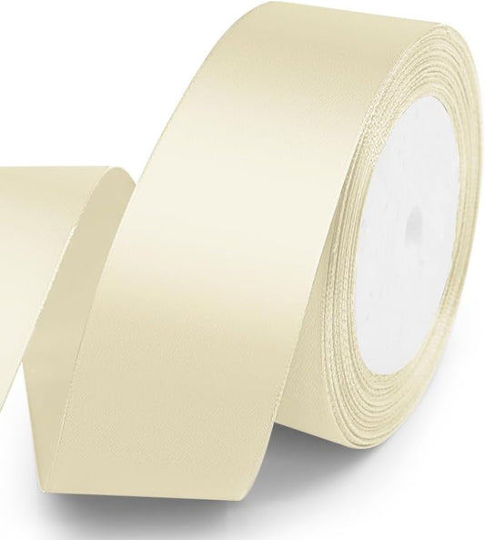 KMER LIFE Solid Color Ivory Satin Ribbon 1-1/2 Inches x 25 Yards, Beige Ribbons Perfect for Crafts, Wedding Decor, Bow Making, Sewing, Gift Package Wrapping and More - Crafty Corner