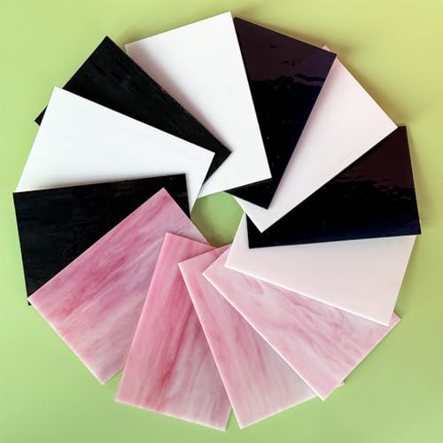 12 Sheets Black + White +Pink Stained Glass Sheets (12 Count)