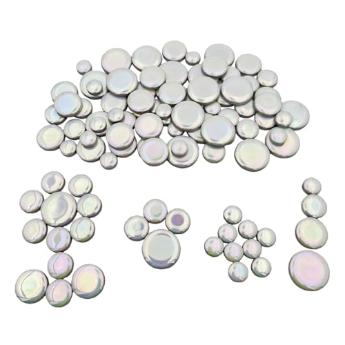 200g Iridescent Round Mosaic Tiles for Crafts Bulk (90 Count)