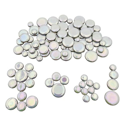 200g Iridescent Round Mosaic Tiles for Crafts Bulk (90 Count)