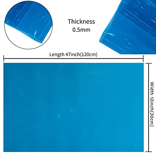 HYANG SkyBlue Transparent PVC Super Clear Holographic Vinyl Faux Leather Sheets 1 Roll 12" x 47"