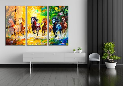 Horse Glass Wall Art Oil Painting for Living Room