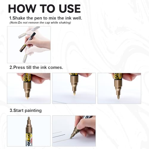 2 Gold Permanent Paint Markers for Fabric Rock Craft Diy Painting Medium Tip Oil Based Waterproof (2 Count)