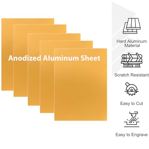 10Pcs Golden Anodized Aluminum Sheet 5" x 7" x 1 (10 Count)