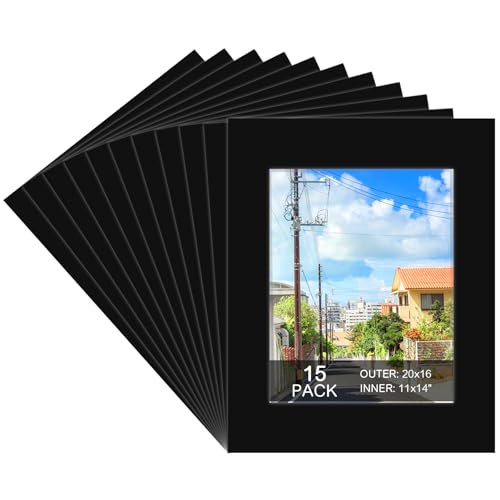 15 Pack Picture Mats 20x16 for 11x14 Photos (15 Count)