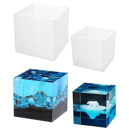 2 Pack Square Resin Molds Cube Silicone Casting Molds (2 Count)
