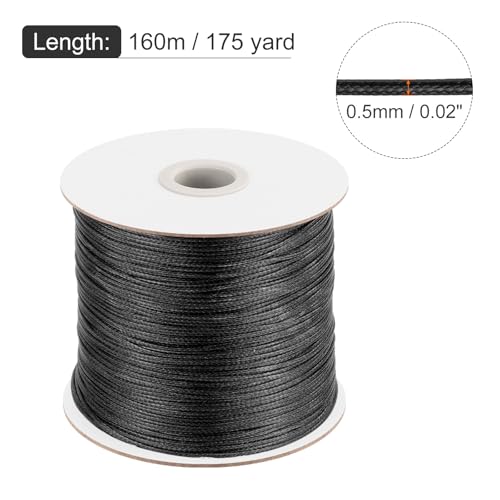 Waxed Cord 0.5mm Waxed Polyester Cord 175 Yard Wax String for Bracelet Making