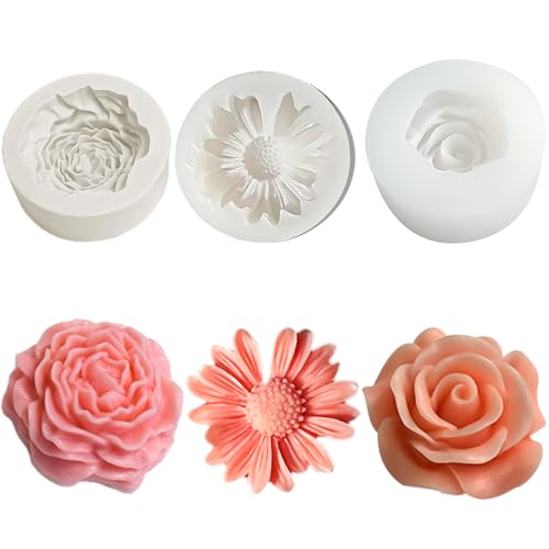 3 Pack Flower Silicone Molds for Candle (3 Count)