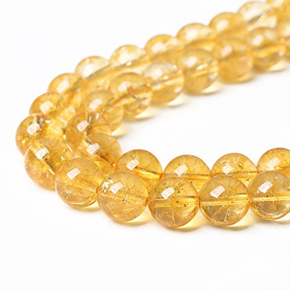 8mm 45Pcs Natural Citrine Beads for Jewelry Making Gemstone Round Loose Beads DIY Bracelet Necklace (16 Count)